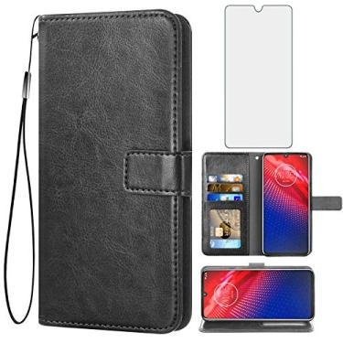 Imagem de Asuwish Compatível com Moto Z4/Moto Z 4 Play/MotoZ4 Force capa carteira de vidro temperado protetor de tela suporte de cartão acessórios capas de telefone para Motorola 4Z Motoz4 capas MotoZ4Play
