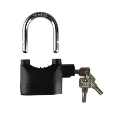 Imagem de Cadeado com Alarme Sirene Segurança Anti furto Som Alto 110db Moto Cas