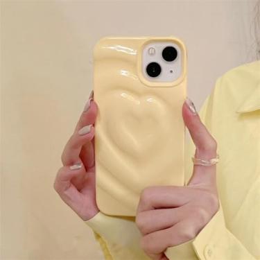 Imagem de Capa de telefone com coração amoroso plissado 3D brilhante para iPhone 15 11 12 13 14 Pro Max Candy Color Wave Shape Creative Soft Back Cover, T3, para iphone 12Pro Max