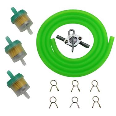 Imagem de HAUERTZX Braçadeiras de mangueira de linha de combustível a gás, filtros de combustível com conjunto de válvula de desligamento em linha, compatível com refrigerador Apollo Baja ATV 50cc 70cc 90cc