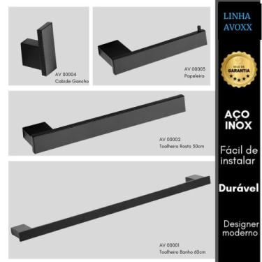 Imagem de Kit acessório banheiro inox preto banho slin luxo vii02 - J INOX