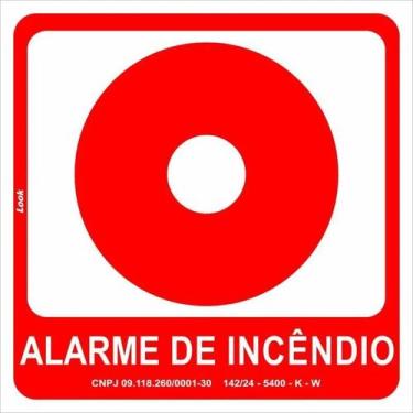 Imagem de Placa de Sinalização E2 - Alarme de Incêndio Fotoluminescente Vermelha