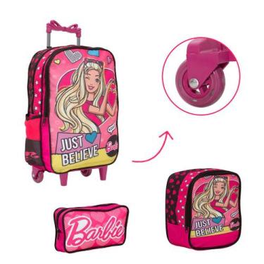 Imagem de Kit Bolsa Mochila Escolar Barbie Carrinho Infantil Passeio - TOYS 2U