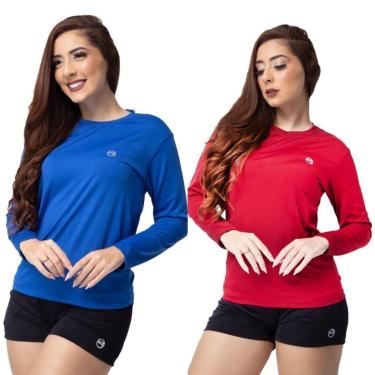 Imagem de Kit 2 Camisa Térmica Feminina Uv 50+ Segunda Pele Proteção Solar-Feminino