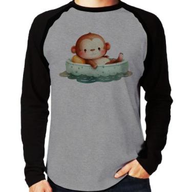 Imagem de Camiseta Raglan Ursinho Bebê Na Piscina  Manga Longa - Foca na Moda, C