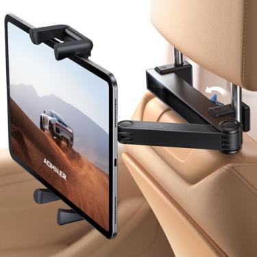 Imagem de Aomiker Suporte de encosto de cabeça para carro para iPad – [Braço com trava de alumínio] Suporte universal para tablet para carro com clipe largo dobrável, essenciais para viagem de carro para