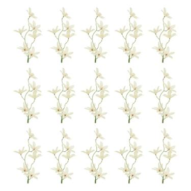 Imagem de PATIKIL Coroa de flores falsas de orquídeas, 15 peças para arranjos de flores artificiais, coroa de cabelo para velas flutuantes, vaso para decoração de centro de casa, casamento, ouro claro