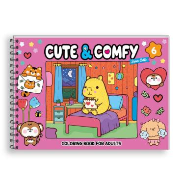 Imagem de Cute & Comfy Super Extra Edição 06 - Livro de Colorir Adulto - Capa Dura Holográfica - Rosa