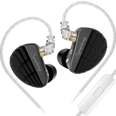 Imagem de KZ Symphony Hybrid IEM Earbud, KZ New Planar Diver+ Superlinear Dynamic Driver Fone de ouvido HiFi intra-auricular, amplo fone de ouvido Soundstage (preto, com microfone)