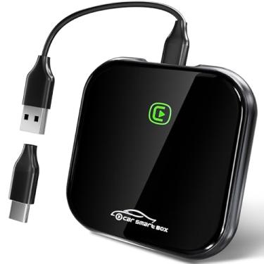Imagem de Adaptador Carplay sem fio para Apple converte com fio em sem fio, Plug & Play Dongle de controle sem fio Apple Carplay rápido e estável, serve para carros de 2015 e iPhone iOS 10+ (preto)