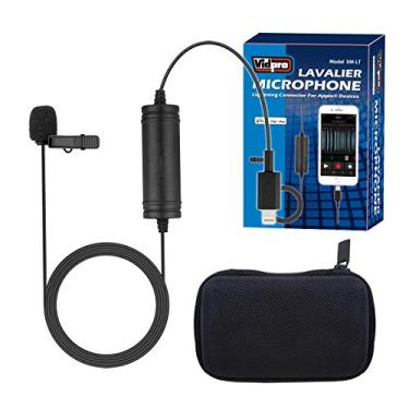 Imagem de Microfone Vidpro XM-LT Lavalier para dispositivos Apple iOS serve para iPad e iPhone. Padrão de captação de áudio omnidirecional. Inclui cabo de áudio de 20 pés com clipe de lapela e para-brisa de espuma