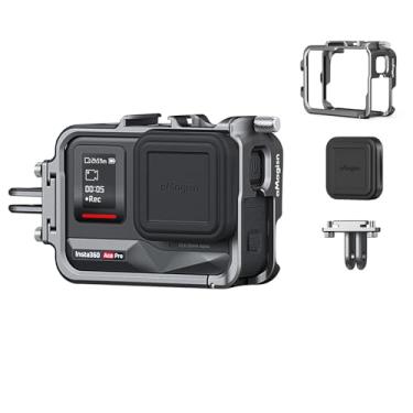 Imagem de Rszfnjxry Gaiola Com Estrutura De Alumínio Série 360 Ace Com Capa De Silicone De Lente Para Insta360 Ace/Ace Pro, Capa Protetora De Metal Durável Com Montagem De Sapata Fria Compatível Com Suporte De