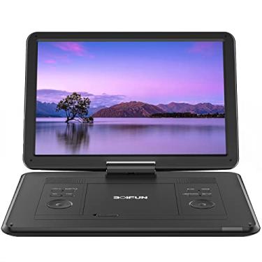Imagem de BOIFUN Leitor de DVD portátil de 44,5 cm com tela HD grande de 44,5 cm, bateria recarregável de 6 horas, suporta USB/cartão SD/sincronização de TV e vários formatos de disco, alto-falante de alto