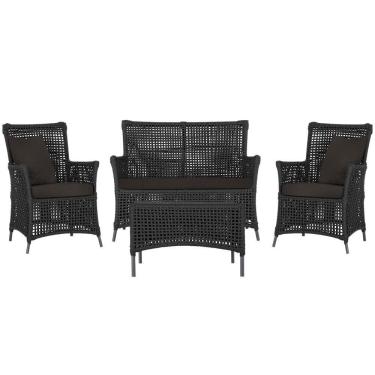 Imagem de Jogo Sofá E 2 Poltronas E Mesa Igapó Preta E9 Trama Original Preto