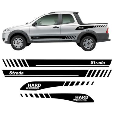 Imagem de Adesivos Para Fiat Strada Hard Working Cabine Dupla Grafite Grafite