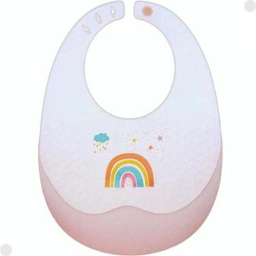 Imagem de Babador em silicone com pega migalha e estojo arco-iris buba