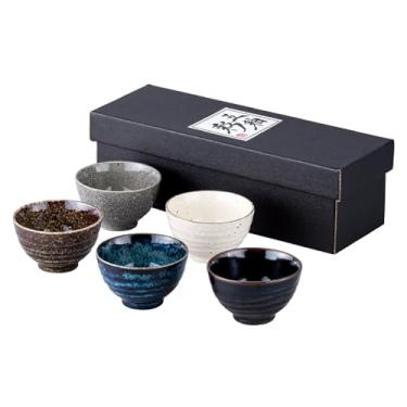 Imagem de Waraku Fuuka Conjunto de 5 utensílios de mesa japoneses tradicionais feitos à mão para chá verde chawan, tigela de chá, utensílios de mesa (Kura Dashi)