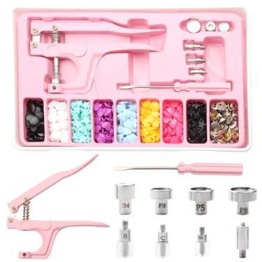Imagem de YUSBUTON Kit De Botões Pressão - Metal E Plástico Com Alicate Fixação Para Tecido Couro, 140 Peças Roupas (5 Cores), 2024 (140 Conjuntos)
