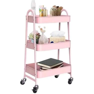 Imagem de Carrinho Organizador de Metal Multiuso com Rodinhas (ROSA)