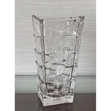 Imagem de Vaso de Vidro Grosso Retangular, 25cm Altura, Transparente, Base 9x7,5cm
