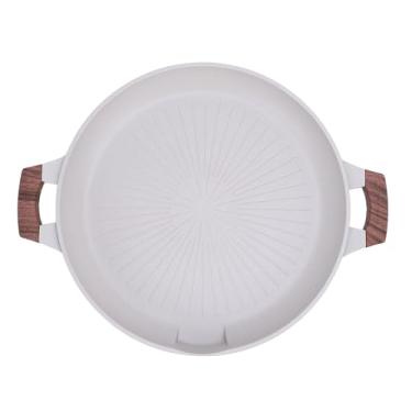 Imagem de Grill coreana pan premium maifanite redonda churrasco churrasqueira placa de churrasqueira até aquecimento portátil portátil multifuncional grelhar ao ar livre para uso comercial