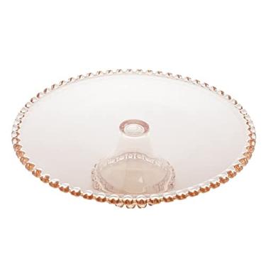 Imagem de PRATO PARA BOLO CRISTAL COM PÉ CORAÇÃO 31,5x10CM ÂMBAR