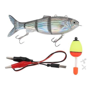 Imagem de Luocute Isca de Pesca Elétrica, Atração de Natação Robótica USB Recarregável Com Luz LED e Design Multi-junto para Trutas de Baixo Pike água de água Salgada de água Salgada Tackle (T-620)