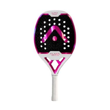Imagem de Raquete Beach Tennis Carbono 12K Ultrapro Branca e Rosa Alma Genius