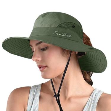 Imagem de Chapéu de sol ZOORON Ponytail Safari com proteção UV para mulheres