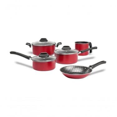 Imagem de Conjunto De Panelas 5 Peças Pro-flon Antiaderente Borgonha Linha Anis 