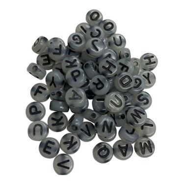 Imagem de Missanga Redonda Fume Letra Preta Alfabeto Aprox. 400 letras