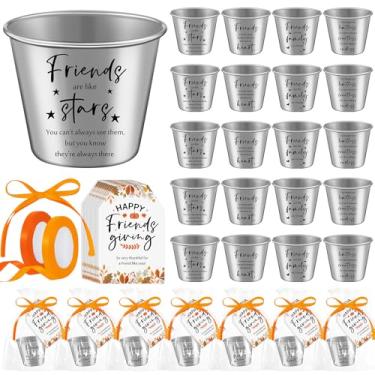 Imagem de Mimorou Conjunto de 12 copos de shot Happy Friendsgiving para lembrancinhas de festa de Ação de Graças, copos de aço de 42,5 g, etiqueta de agradecimento, Dia de Ação de Graças, outono, outono, festa