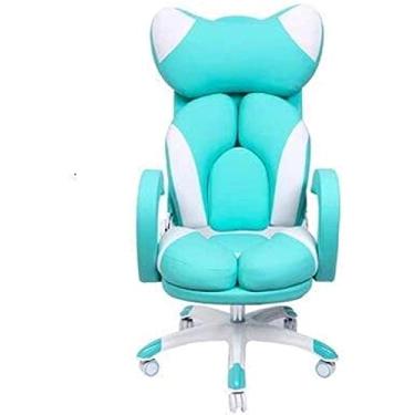 Imagem de Gaming, ergonômico, escritório, computador fofo pode ficar com apoio para os pés, braço giratório, azul, sem apoio para os pés