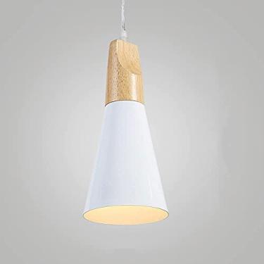 Imagem de SRSXYMBD Candeeiro suspenso de alumínio colorido, candeeiro de madeira nórdica, iluminação pendente para quarto, candeeiro suspenso decorativo fabricado na China