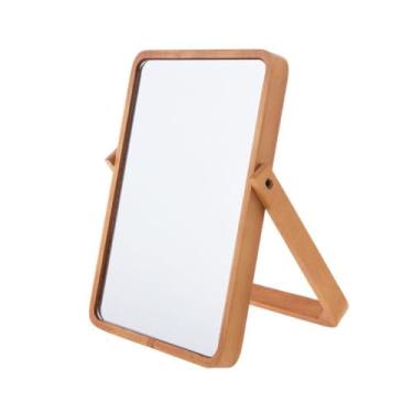 Imagem de TLTDSMY 1 peça espelho de beleza de madeira espelho de maquiagem espelho de maquiagem espelho de maquiagem desktop espelho cosmético espelho de maquiagem espelho de maquiagem de madeira espelho de pé