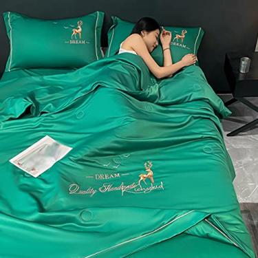 Imagem de 5JJJLOOOPP Colcha de verão, brilhante, sedosa, conjunto de 4 peças, edredom de verão, solteiro, 1 peça, elegante, macio, cobertor interno (cor 21 C)