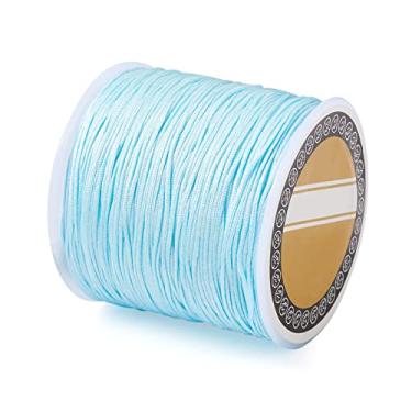 Imagem de Cordão de nylon 100 m 0,8 mm, azul celeste, nó chinês, macramê, para fabricação de joias, suprimentos de embrulho Kumihimo para artesanato DIY