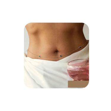 Imagem de Aneneiceera Corrente de barriga esmeralda vintage verde esmeralda cintura barriga colar de cristal verde corrente de barriga pedra preciosa verde corrente de cintura verão joia para mulheres, Normal,