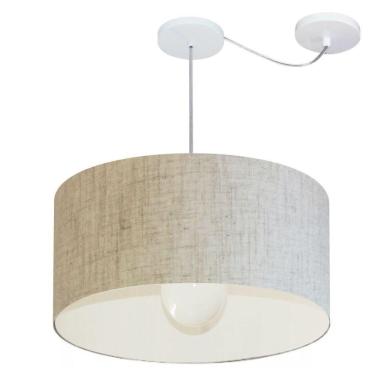 Imagem de Lustre Pendente Cilíndrico Com Desvio Md-4232 Cúpula Em Tecido 55x25cm Rustico Bege - Bivolt