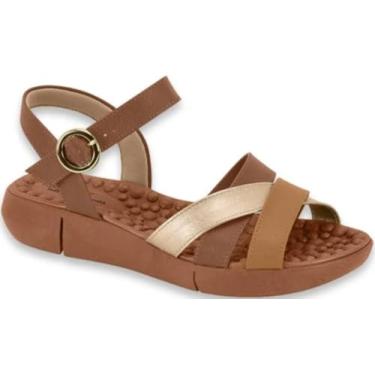 Imagem de Modare, SANDÁLIA FEMININA MODARE 7142.124 ORTOPÉDICA SOLA MARROM Cor:Dourado/Camel;Tamanho:40
