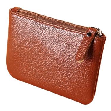 Imagem de Bolsa feminina com zíper de couro sintético macio, bolsa de troca clássica unissex, Marrom claro, Retrô