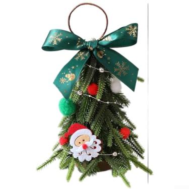 Imagem de Mini enfeites de árvore de Natal, enfeite de mesa de espuma de PE de 20 cm com padrão de floco de neve vermelho e branco e design de Papai Noel verde vermelho para mesa ou exibição de férias pendurada