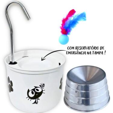 Imagem de Bebedouro Branco Para Gato Comedouro Ergonômico - DM SOLUÇÕES