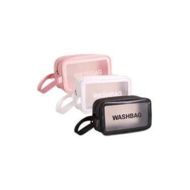 Imagem de Necessaire Organizadora Feminina com Alça, Poliéster, 30x10x20 cm, Cores Sortidas Rosa/Branca/Preta, para Viagem e Uso Diário