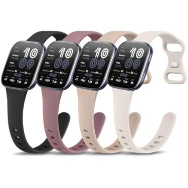 Imagem de Pacote com 4 pulseiras finas de silicone para Amazfit Bip 6/Bip 5/GTR 4/GTR 3/3 Pro/GTR 2/2e/GTR 47 mm/Balance Watch Pulseira feminina e masculina, pulseira ajustável de silicone esportiva de 22 mm