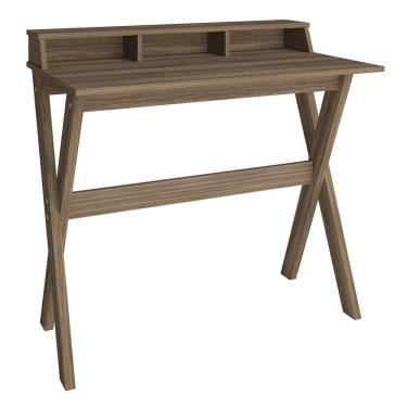 Imagem de Escrivaninha Mesa Para Computador Retrô 3 Nichos Itália Nogal Artany
