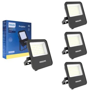 Imagem de 4 Refletores Led Essential 30w Philips Bivolt 3000k Ip65, Bivolt