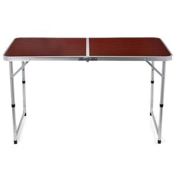 Imagem de Mesa Dobrável Portátil Vira Maleta Camping Praia 120x60cm (Madeira escura)