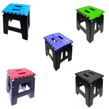 Imagem de Banqueta Plástica Banquinho Banco Dobrável 100kg