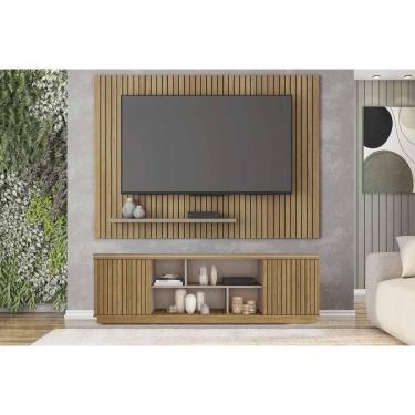 Imagem de Rack Bancada C/ Painel P/ Tv Até 70 Pol Simetria/aegon Lamina Mel/cacao - Caemmun